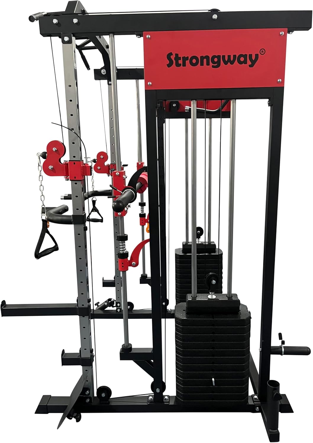 JB-Muscle™ Strongway® Multi Gym Smith Machine Cage – 177KG Dual Weight Stack, Full Body Home Gym with Cable System, Dip Station & Pull-Up Bar