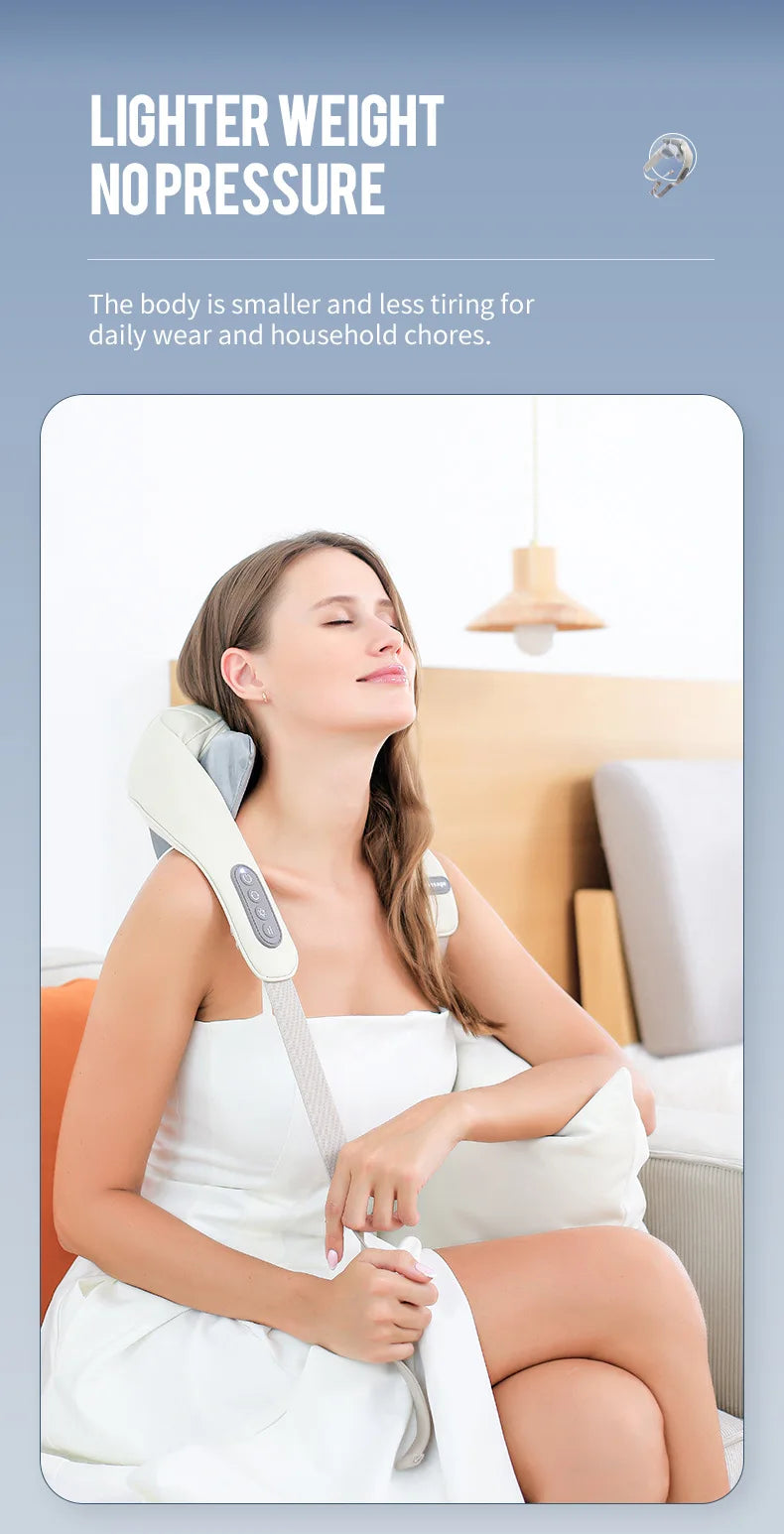 Wireless Neck and Back Massager for Pain Relief & Muscle Relaxation – JB-Muscle™ Cordless Neck, Shoulder & Trapezius Kneading Massage Shawl for Stress, Stiffness & Post-Workout Recovery