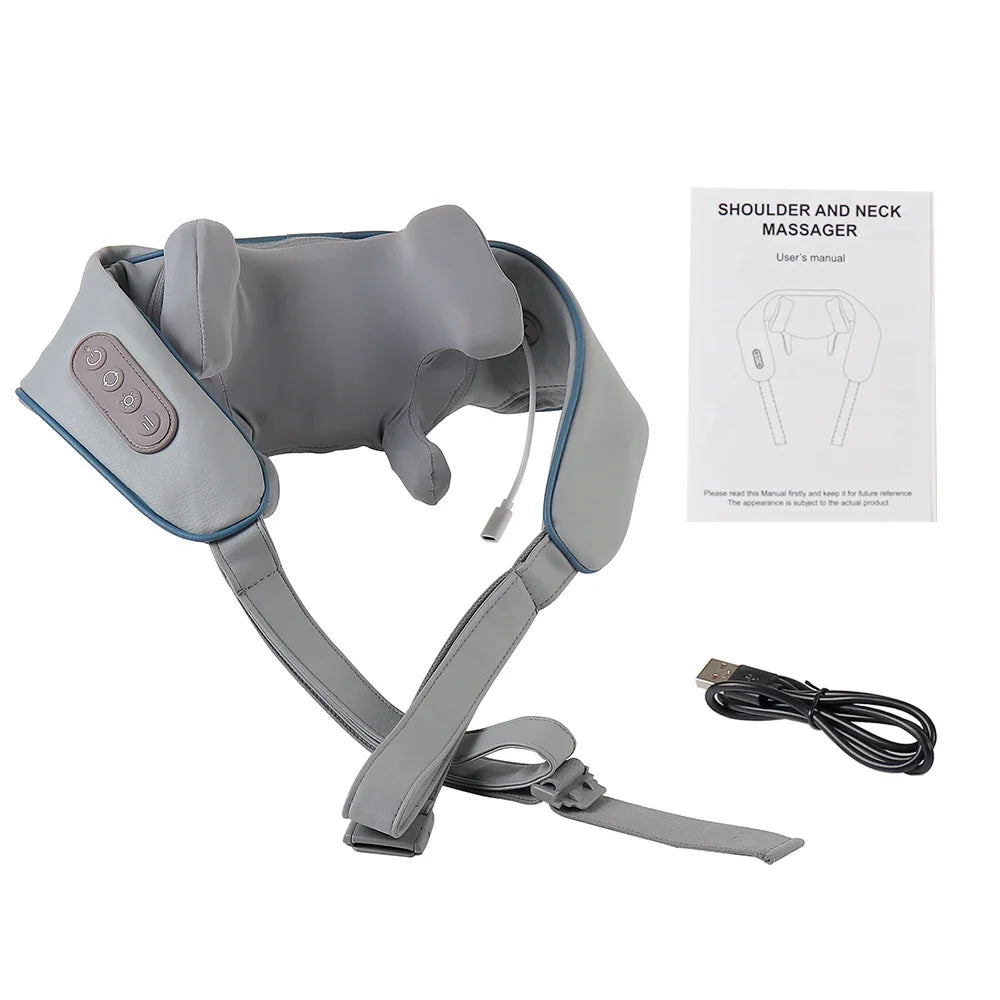 Wireless Neck and Back Massager for Pain Relief & Muscle Relaxation – JB-Muscle™ Cordless Neck, Shoulder & Trapezius Kneading Massage Shawl for Stress, Stiffness & Post-Workout Recovery