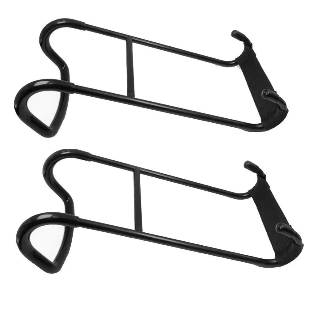 Two black JB Muscle Heavy-Duty Dumbbell Safety Hooks, each with a 250 lb capacity and anti-slip design, are displayed side by side on a white background—ideal for secure support in home gym workouts or solo weight lifting.
