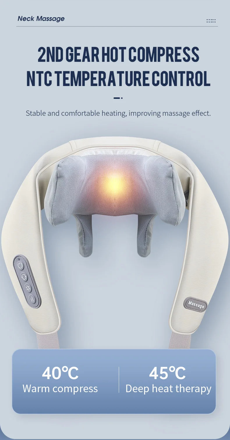 Wireless Neck and Back Massager for Pain Relief & Muscle Relaxation – JB-Muscle™ Cordless Neck, Shoulder & Trapezius Kneading Massage Shawl for Stress, Stiffness & Post-Workout Recovery