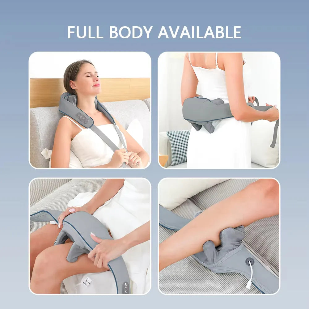Wireless Neck and Back Massager for Pain Relief & Muscle Relaxation – JB-Muscle™ Cordless Neck, Shoulder & Trapezius Kneading Massage Shawl for Stress, Stiffness & Post-Workout Recovery