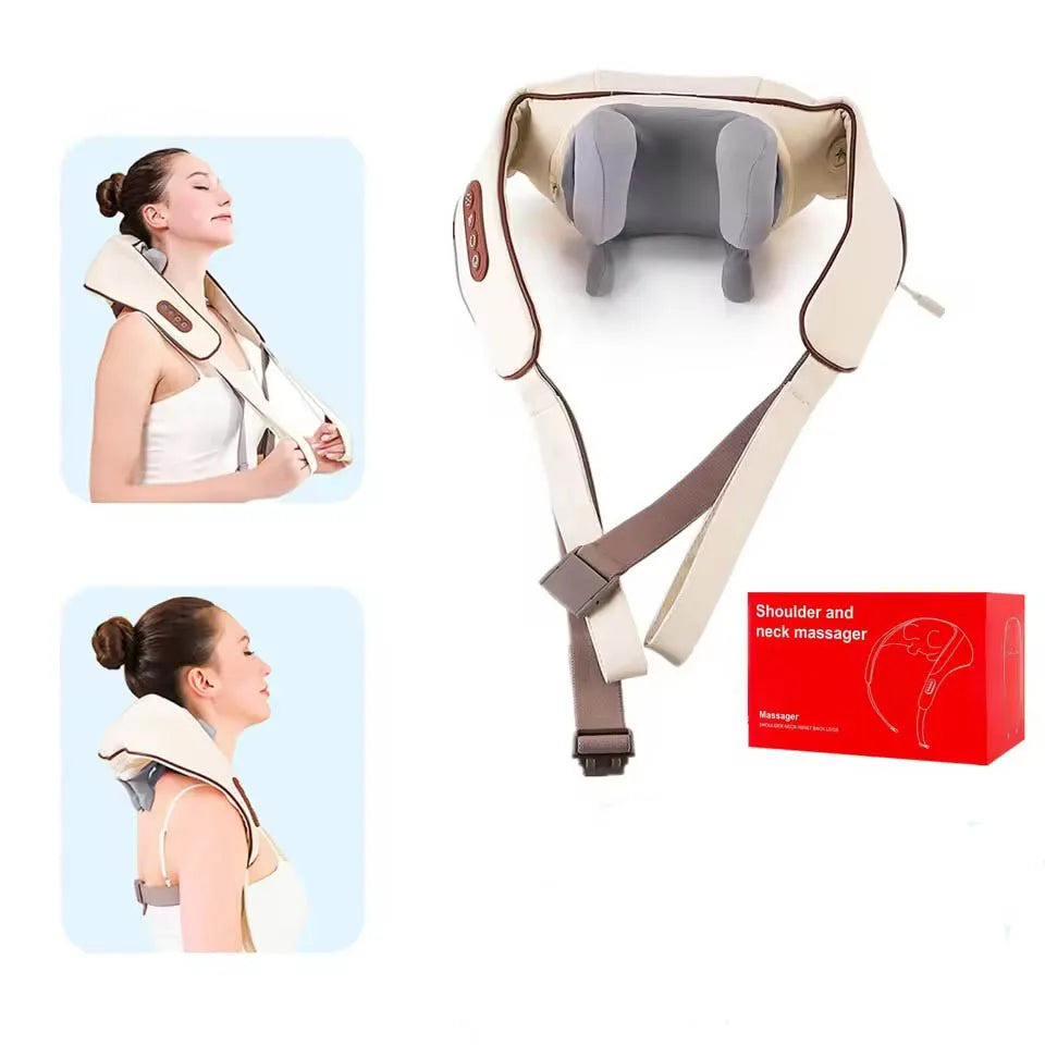 Wireless Neck and Back Massager for Pain Relief & Muscle Relaxation – JB-Muscle™ Cordless Neck, Shoulder & Trapezius Kneading Massage Shawl for Stress, Stiffness & Post-Workout Recovery