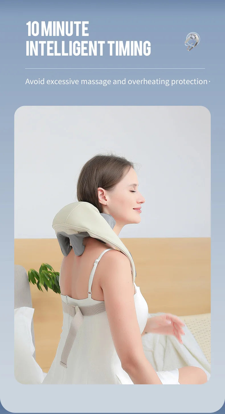 Wireless Neck and Back Massager for Pain Relief & Muscle Relaxation – JB-Muscle™ Cordless Neck, Shoulder & Trapezius Kneading Massage Shawl for Stress, Stiffness & Post-Workout Recovery