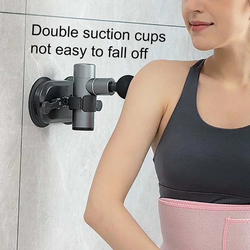 JB-Muscle™ Massage Gun Bracket with Double Suction Base – Hands-Free Fascia Gun Holder for Muscle Recovery, Deep Tissue Massage & Home Gym Use