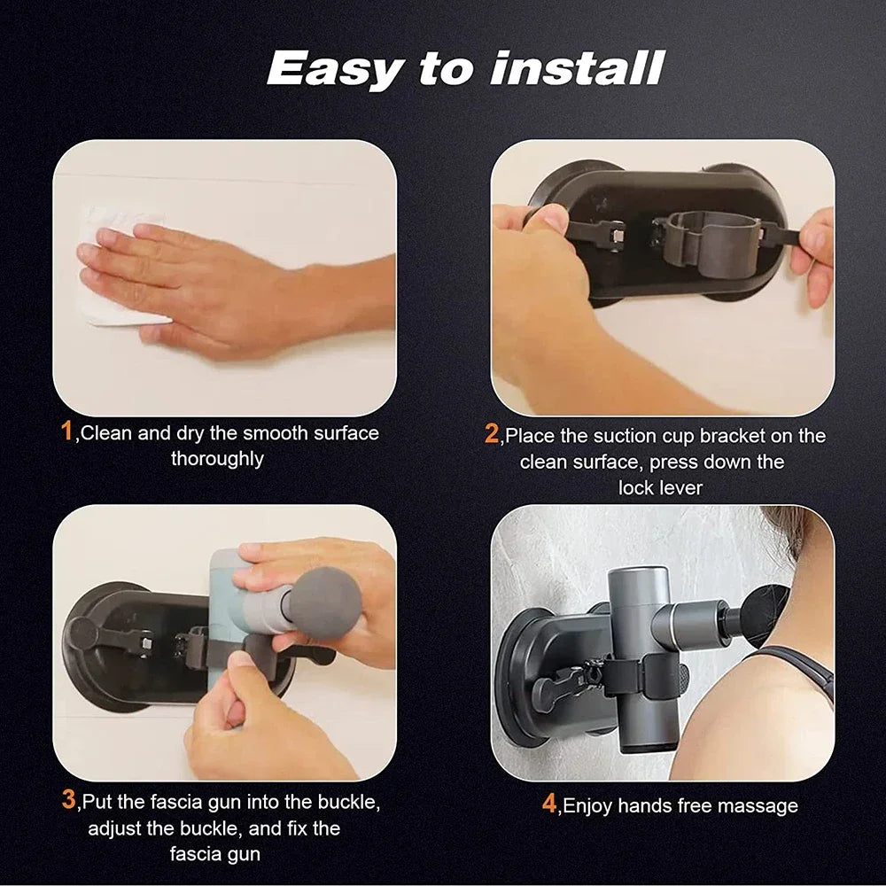 JB-Muscle™ Massage Gun Bracket with Double Suction Base – Hands-Free Fascia Gun Holder for Muscle Recovery, Deep Tissue Massage & Home Gym Use