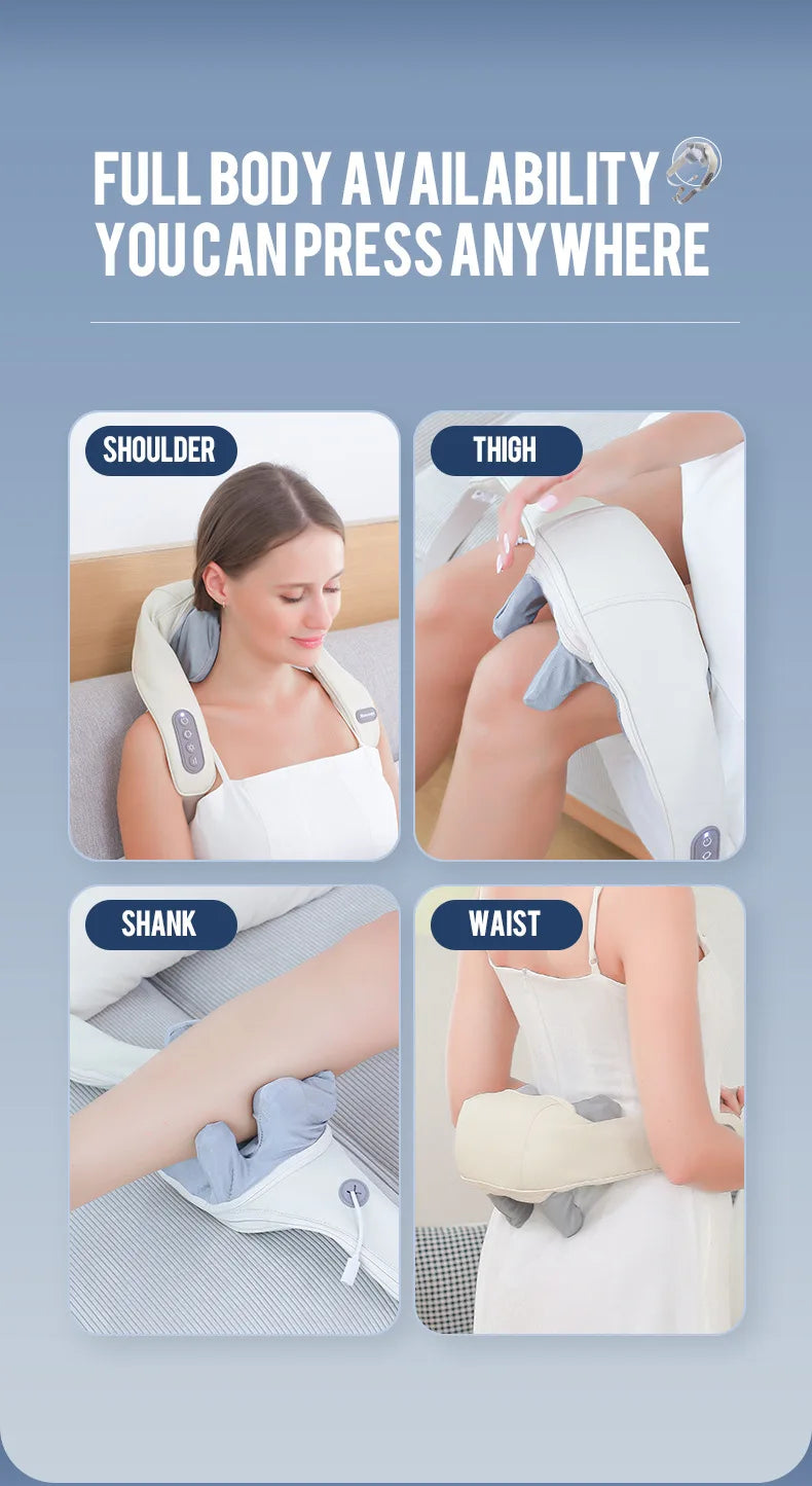 Wireless Neck and Back Massager for Pain Relief & Muscle Relaxation – JB-Muscle™ Cordless Neck, Shoulder & Trapezius Kneading Massage Shawl for Stress, Stiffness & Post-Workout Recovery
