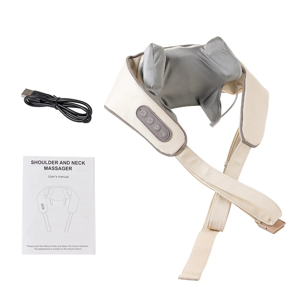 Wireless Neck and Back Massager for Pain Relief & Muscle Relaxation – JB-Muscle™ Cordless Neck, Shoulder & Trapezius Kneading Massage Shawl for Stress, Stiffness & Post-Workout Recovery