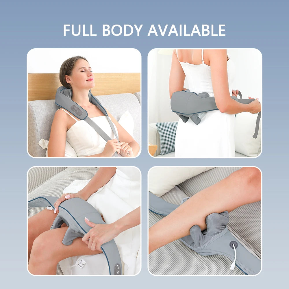 Wireless Neck and Back Massager for Pain Relief & Muscle Relaxation – JB-Muscle™ Cordless Neck, Shoulder & Trapezius Kneading Massage Shawl for Stress, Stiffness & Post-Workout Recovery