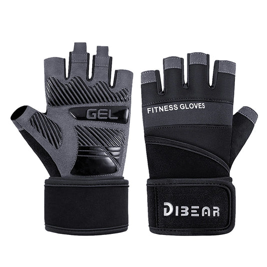 JB-Muscle™ Weightlifting Gloves with Wrist Support – Half Finger Gym Gloves for Men | Anti-Slip Microfiber Fitness Gloves for Bodybuilding, Dumbbells & CrossFit Training