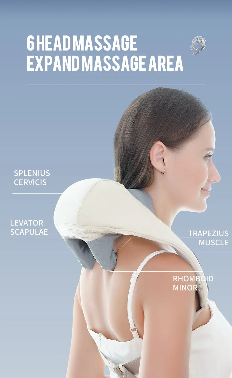 Wireless Neck and Back Massager for Pain Relief & Muscle Relaxation – JB-Muscle™ Cordless Neck, Shoulder & Trapezius Kneading Massage Shawl for Stress, Stiffness & Post-Workout Recovery