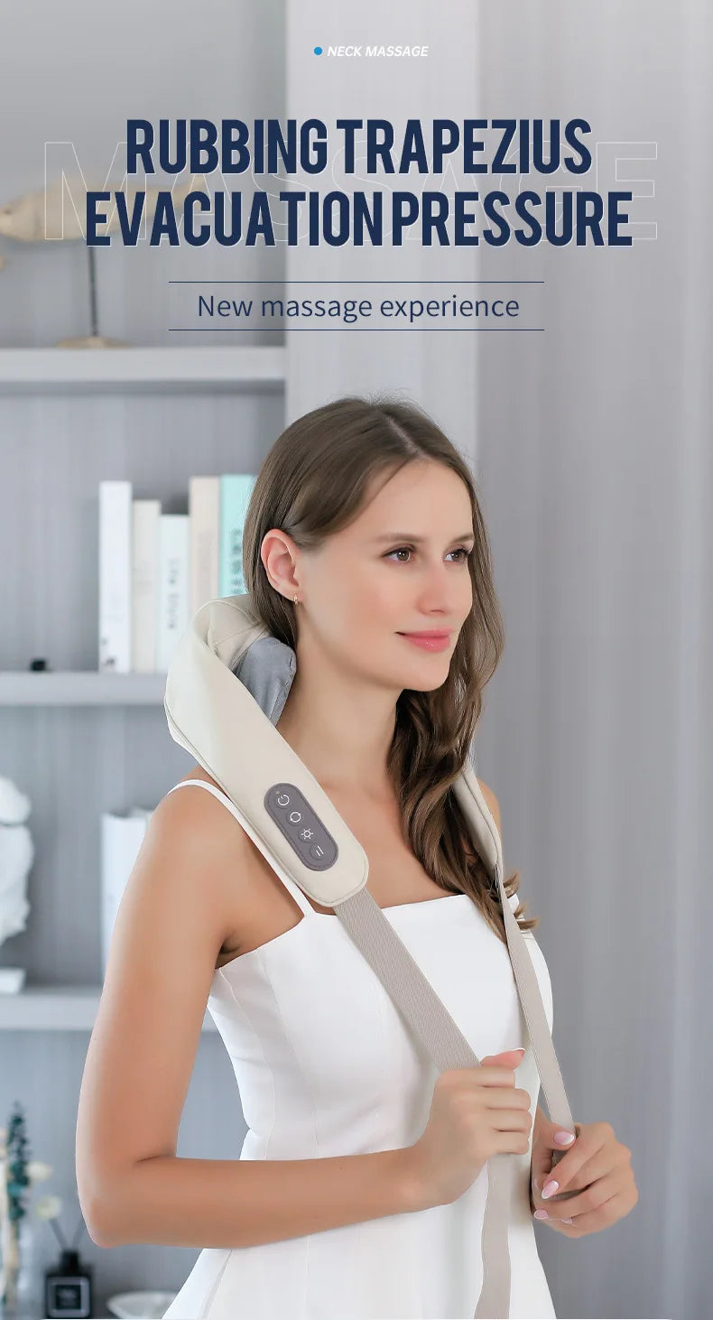 Wireless Neck and Back Massager for Pain Relief & Muscle Relaxation – JB-Muscle™ Cordless Neck, Shoulder & Trapezius Kneading Massage Shawl for Stress, Stiffness & Post-Workout Recovery