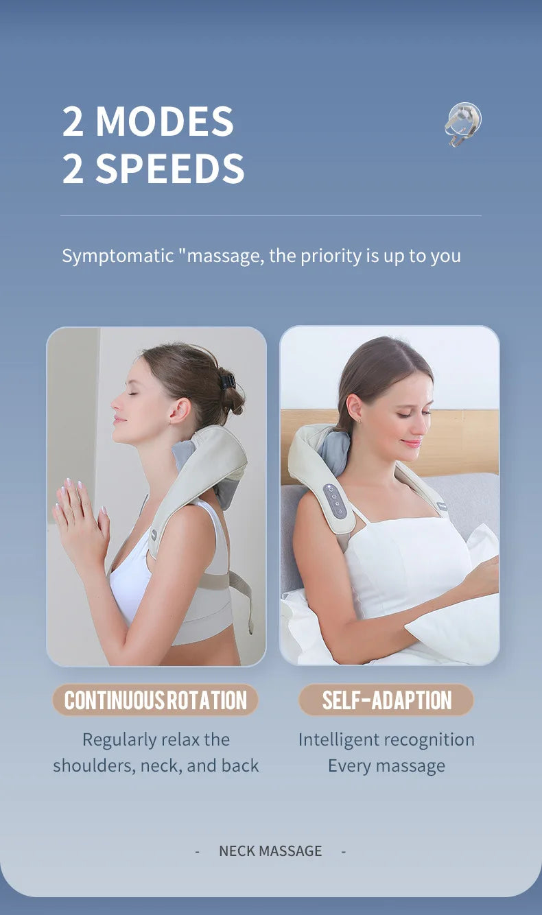 Wireless Neck and Back Massager for Pain Relief & Muscle Relaxation – JB-Muscle™ Cordless Neck, Shoulder & Trapezius Kneading Massage Shawl for Stress, Stiffness & Post-Workout Recovery