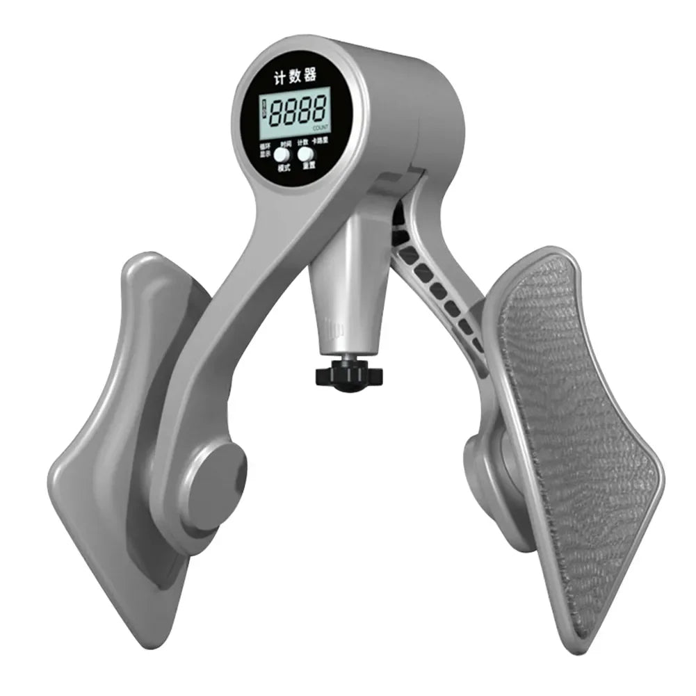 JB Muscle™ Adjustable Digital Counter Hip Trainer featuring an LED display, customizable intensity levels, and two textured pads for enhanced muscle workout.