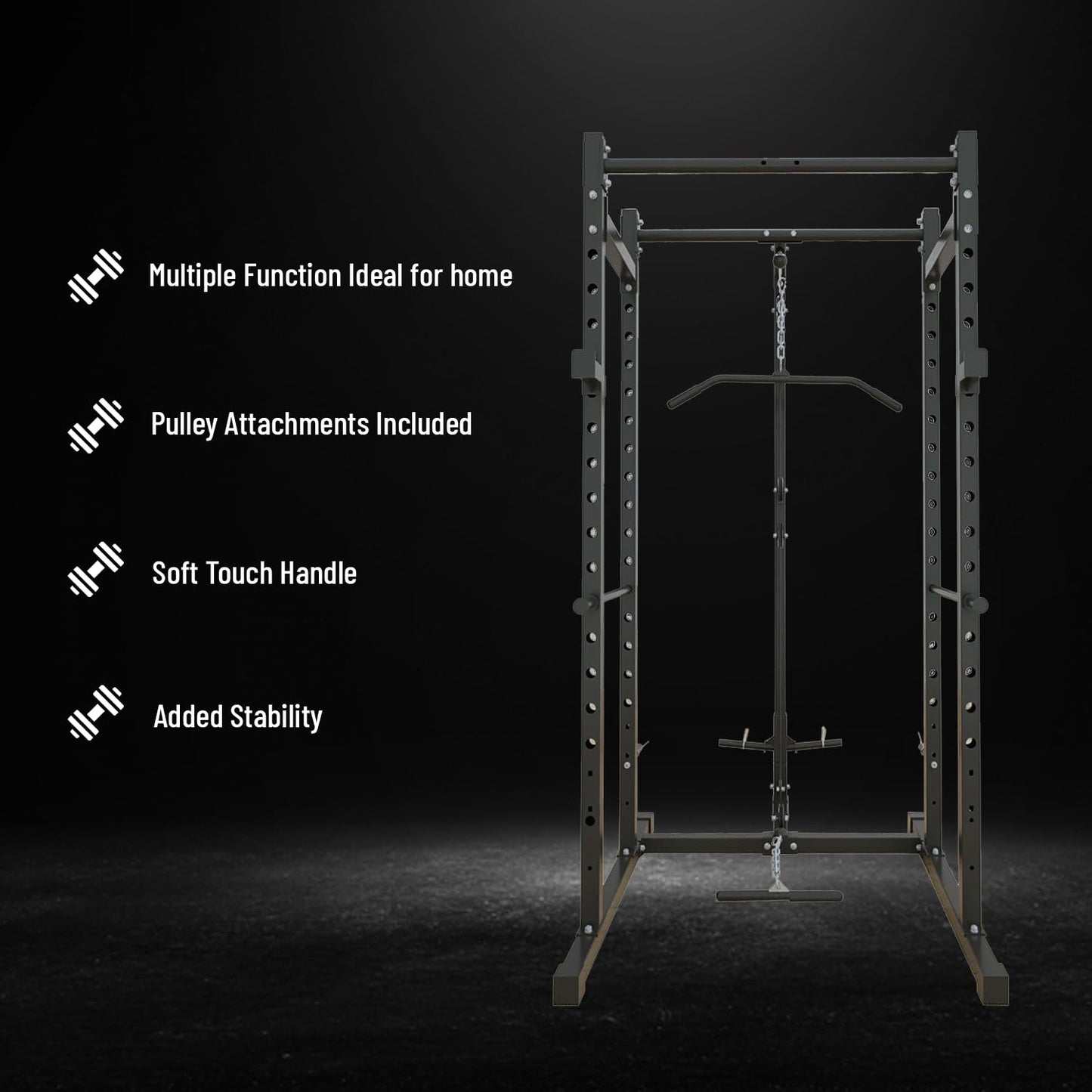 Strongway® Multi-Gym Squat Rack Power Cage for Strength Training, Home Gym Weight Lifting & Full-Body Workouts – JB-Muscle™ Heavy-Duty Power Rack with Cable Pulley System & 250KG Capacity