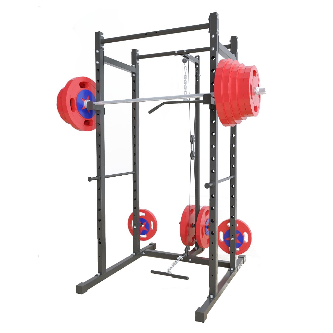 Strongway® Multi-Gym Squat Rack Power Cage for Strength Training, Home Gym Weight Lifting & Full-Body Workouts – JB-Muscle™ Heavy-Duty Power Rack with Cable Pulley System & 250KG Capacity
