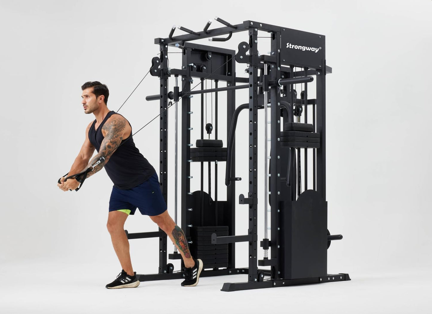 JB-Muscle™ Strongway Multi Gym Smith Machine Cage with Dual Cable System & 177KG Weight Stack – Full Home Gym Power Cage