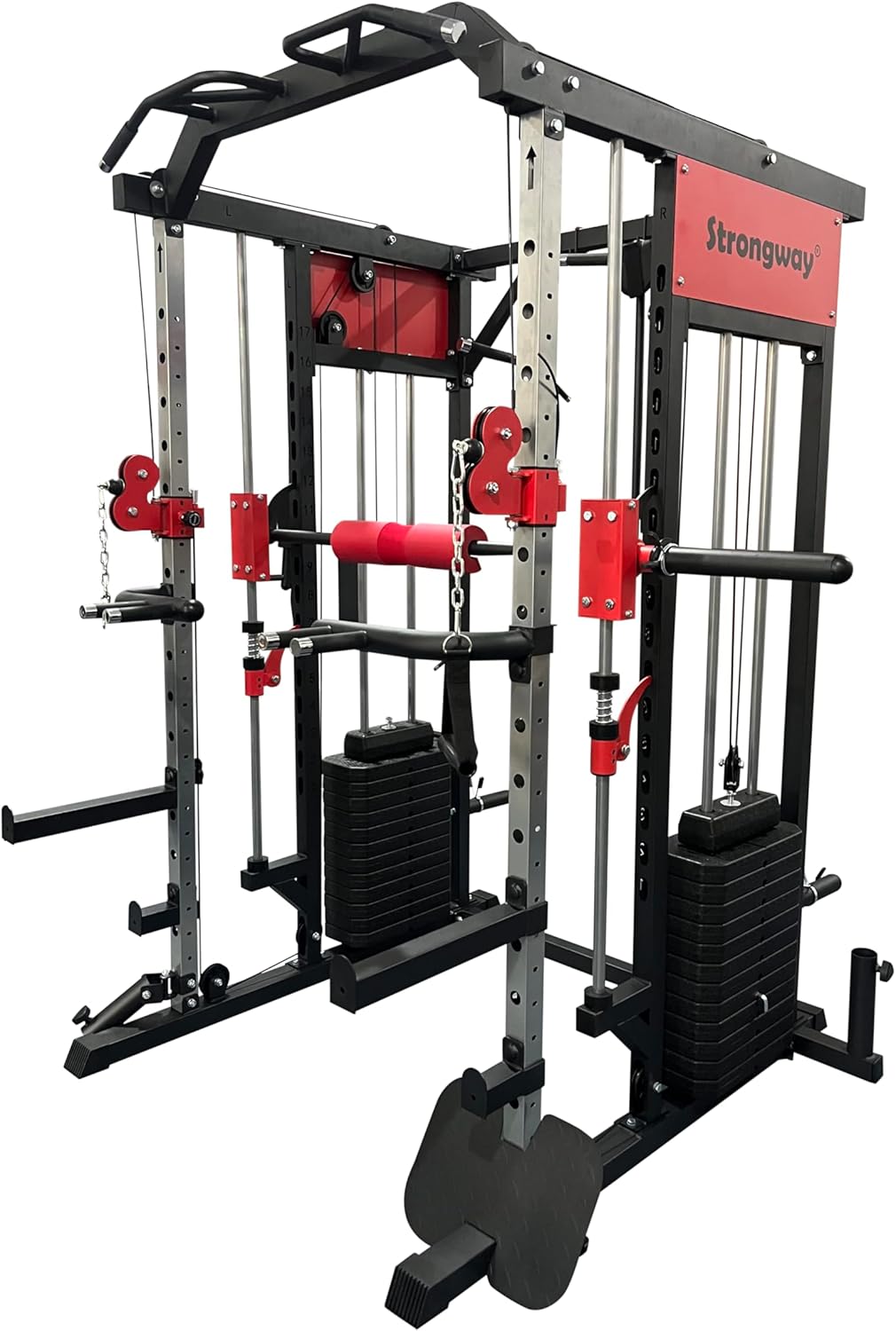 JB-Muscle™ Strongway® Multi Gym Smith Machine Cage – 177KG Dual Weight Stack, Full Body Home Gym with Cable System, Dip Station & Pull-Up Bar