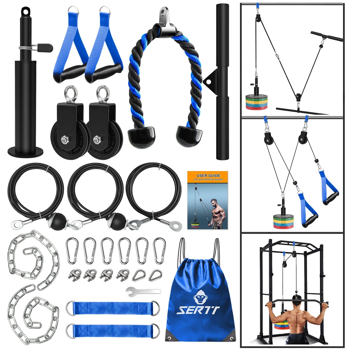 SERTT Weight Cable Pulley System Gym – JB-Muscle™ Upgraded LAT Pull Down, Biceps & Triceps Training Kit for Home Gym Strength, Muscle Growth & Full-Body Workouts