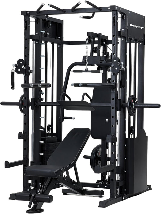 JB-Muscle™ Strongway Multi Gym Smith Machine Cage with Dual Cable System & 177KG Weight Stack – Full Home Gym Power Cage