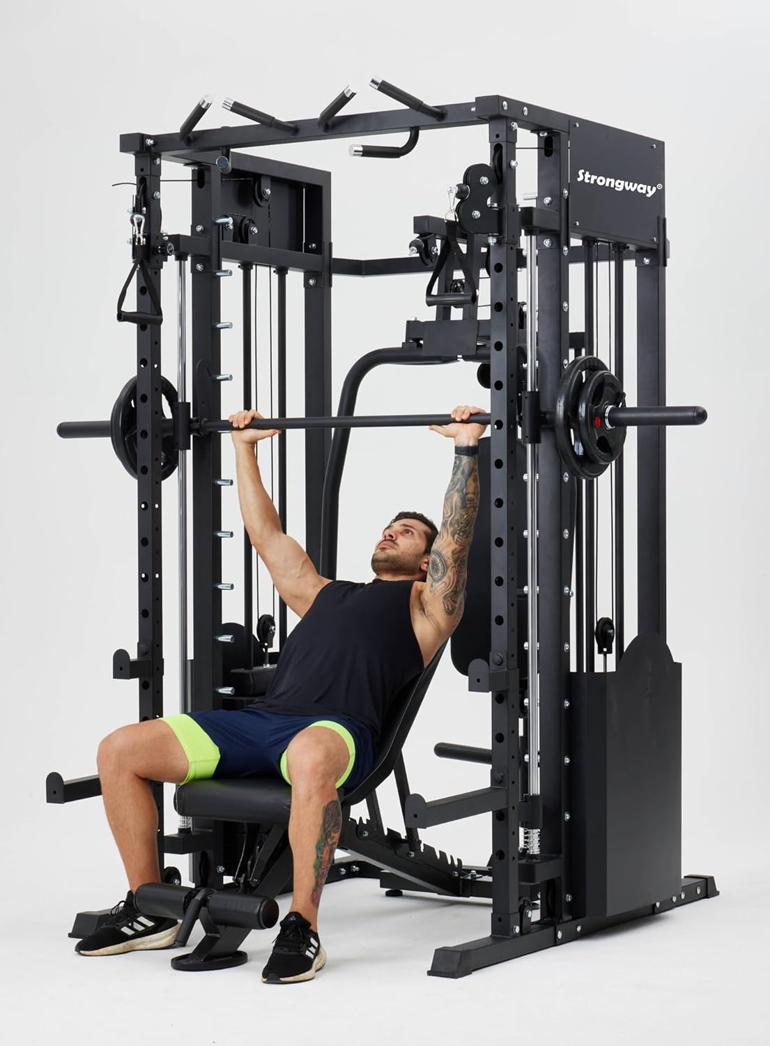 JB-Muscle™ Strongway Multi Gym Smith Machine Cage with Dual Cable System & 177KG Weight Stack – Full Home Gym Power Cage