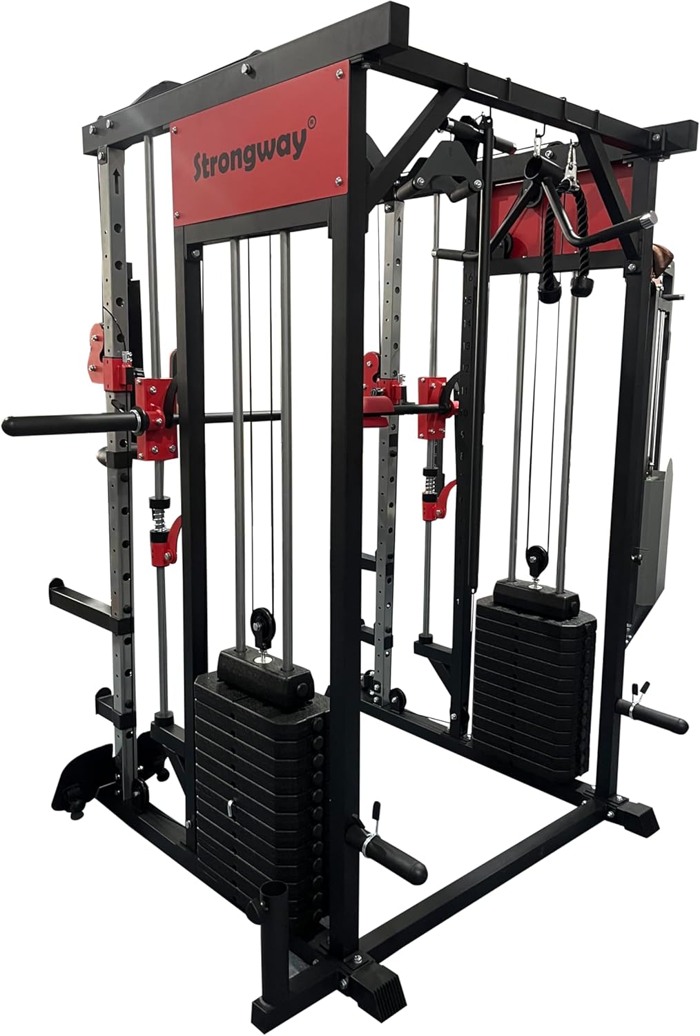JB-Muscle™ Strongway® Multi Gym Smith Machine Cage – 177KG Dual Weight Stack, Full Body Home Gym with Cable System, Dip Station & Pull-Up Bar