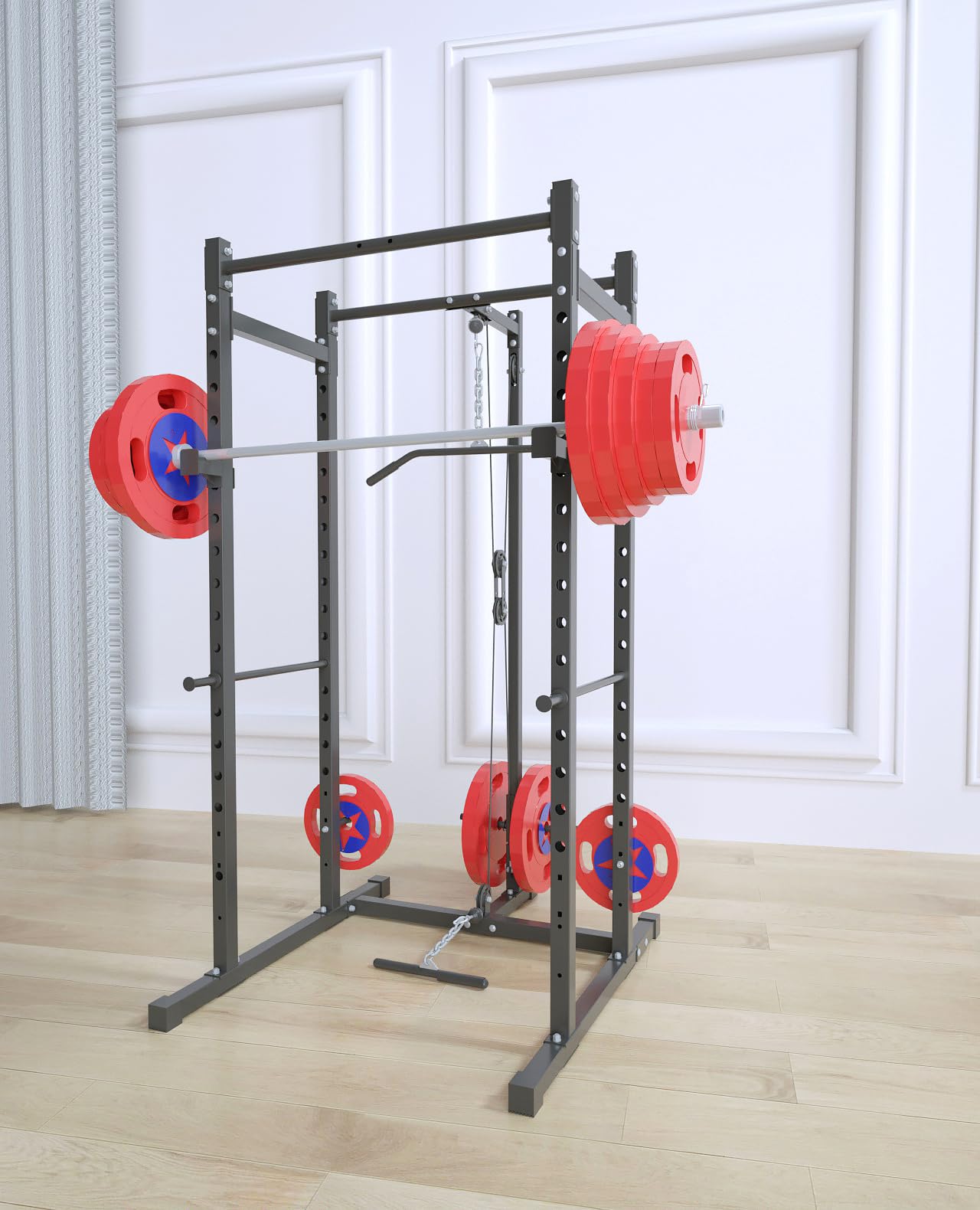 Strongway® Multi-Gym Squat Rack Power Cage for Strength Training, Home Gym Weight Lifting & Full-Body Workouts – JB-Muscle™ Heavy-Duty Power Rack with Cable Pulley System & 250KG Capacity