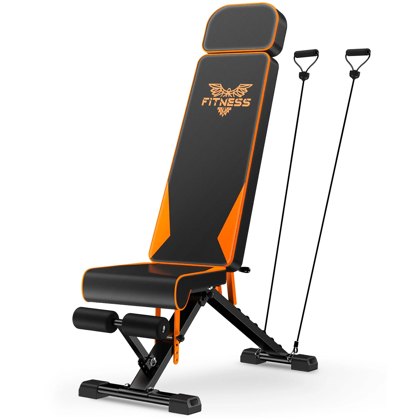 Bigzzia™ Adjustable Weight Bench with Resistance Bands – JB-Muscle™ Full Body Folding Workout Bench for Home Gym, Strength Training & Muscle Building