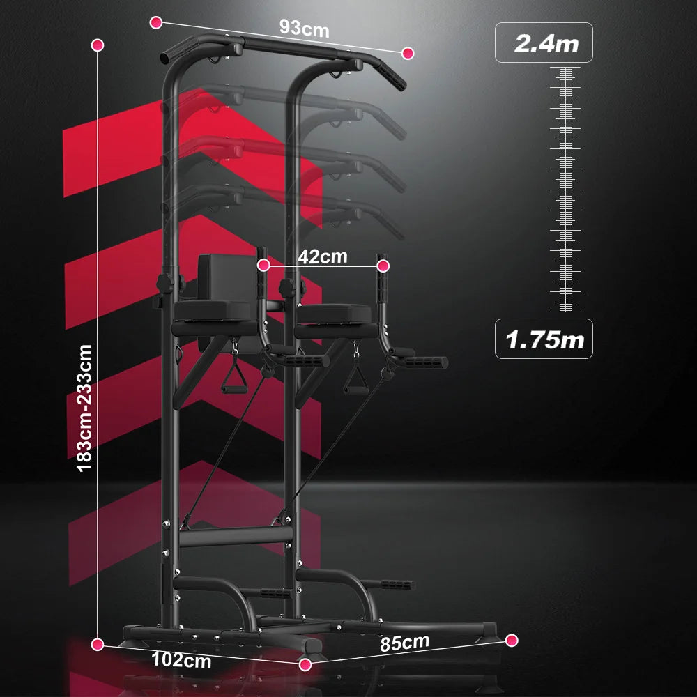 Power Tower Dip Station Pull Up Bar Adjustable Multi-Function Power Tower for Home Gym Strength Training, Push Ups, Dips, Pull Ups & Ab Workouts – JB-Muscle™  Heavy-Duty Fitness Equipment