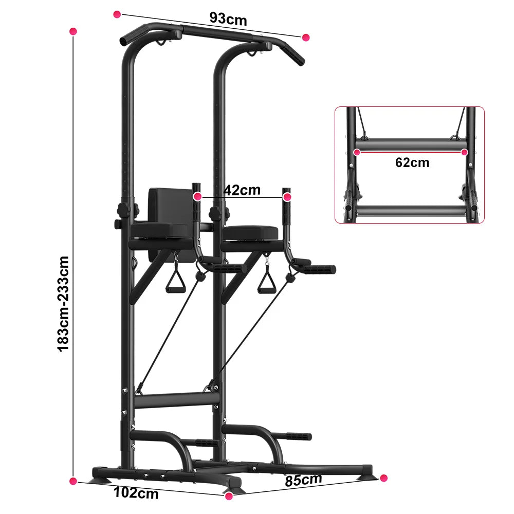 Power Tower Dip Station Pull Up Bar Adjustable Multi-Function Power Tower for Home Gym Strength Training, Push Ups, Dips, Pull Ups & Ab Workouts – JB-Muscle™  Heavy-Duty Fitness Equipment