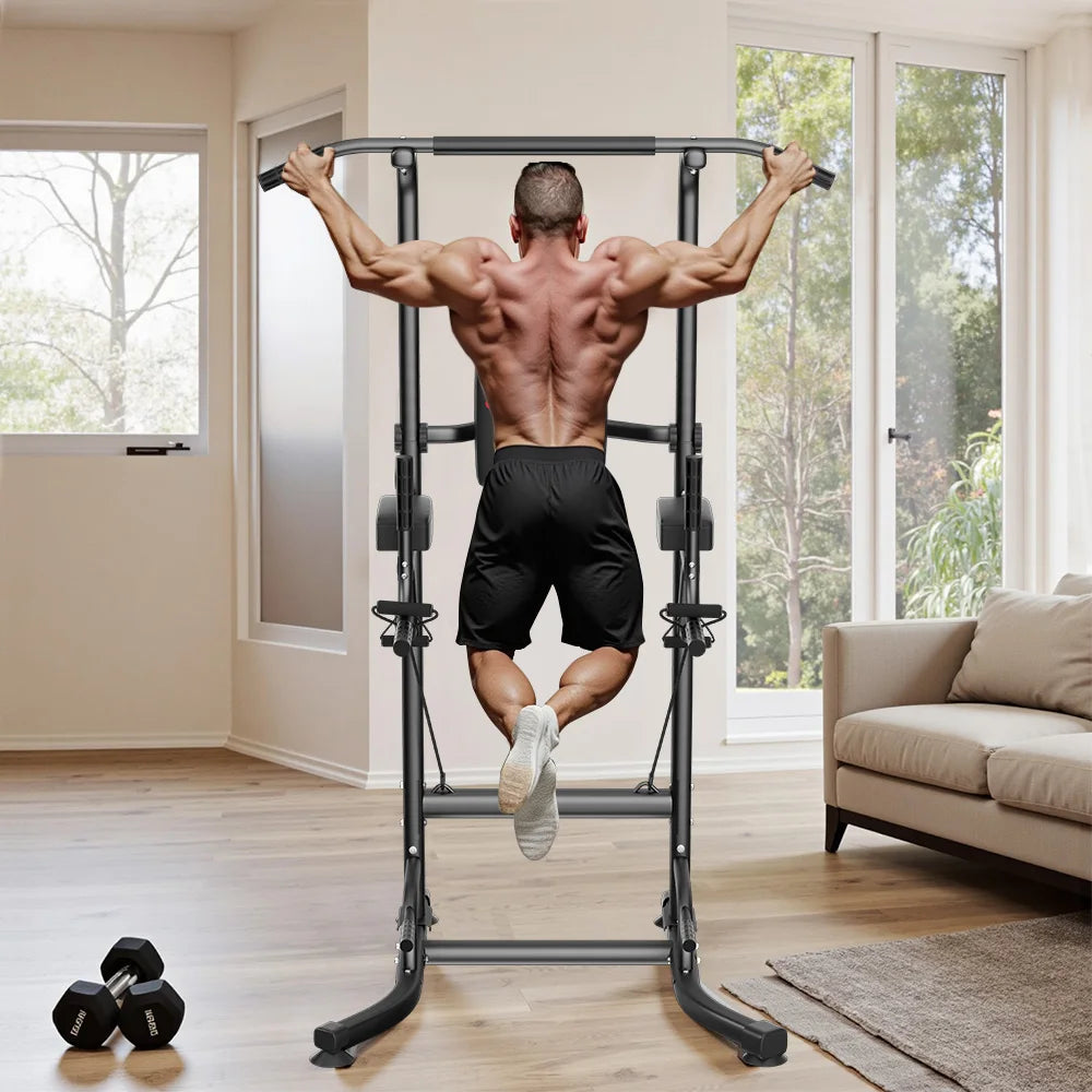 Power Tower Dip Station Pull Up Bar Adjustable Multi-Function Power Tower for Home Gym Strength Training, Push Ups, Dips, Pull Ups & Ab Workouts – JB-Muscle™  Heavy-Duty Fitness Equipment
