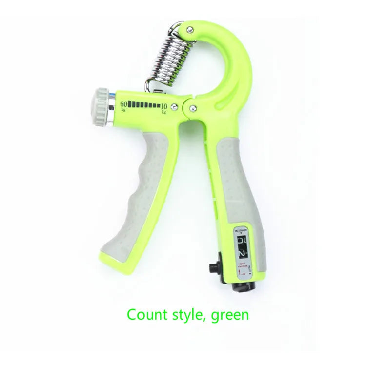 A JB Muscle™ Hand Gripper with the words count style green.