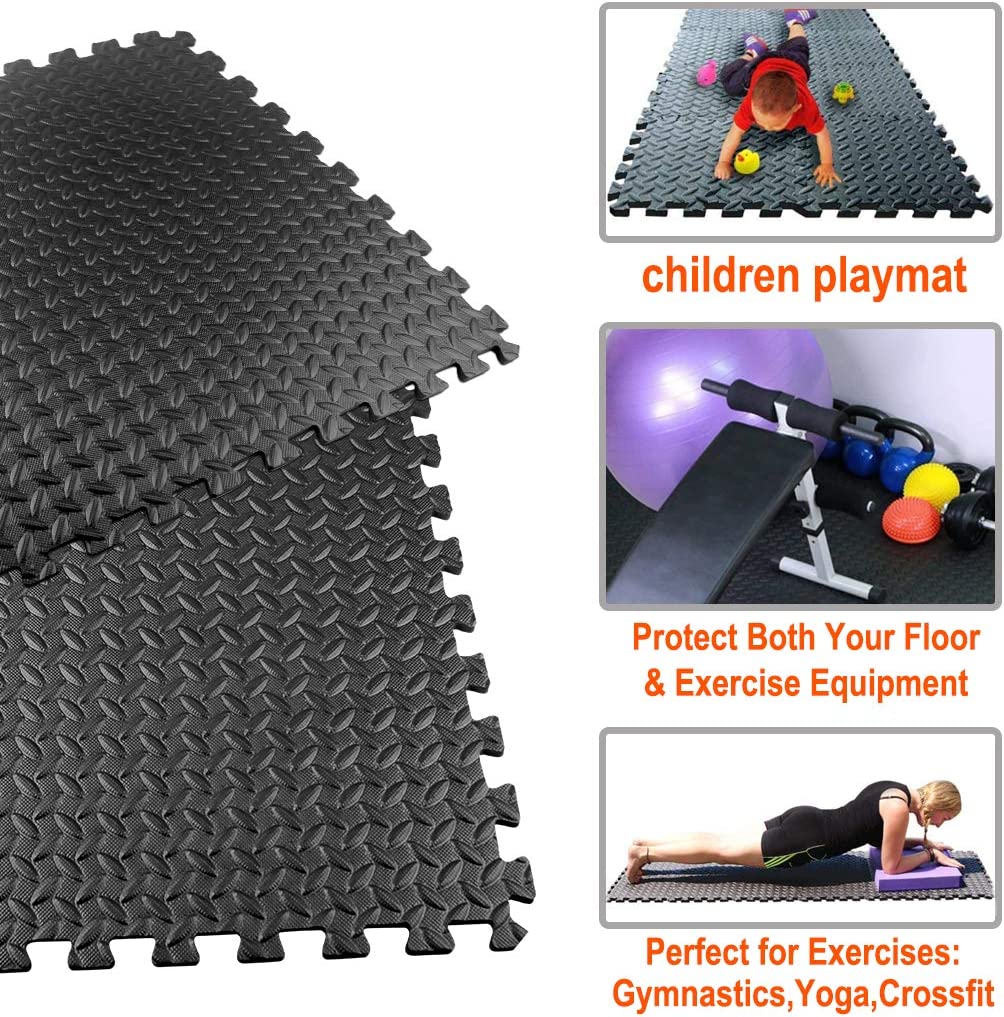 Gym Flooring Set - Interlocking EVA Soft Foam Floor Mat, 18 Pieces Gym Flooring Set - Interlocking EVA Soft Foam Floor Mat, 18 Pieces