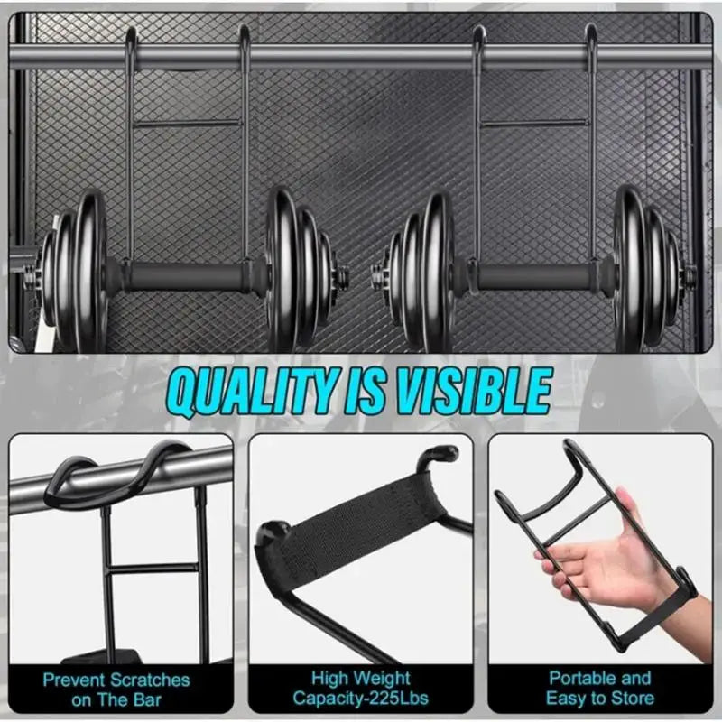 Elevate your fitness routine with JB Muscle's Heavy-Duty Dumbbell Safety Hooks, designed to offer shoulder support and prevent slippage with a durable, anti-slip design. With a high weight capacity of 250 lbs, these hooks provide efficient organization for your home gym and are perfect for solo weight lifting while ensuring easy portability and storage.