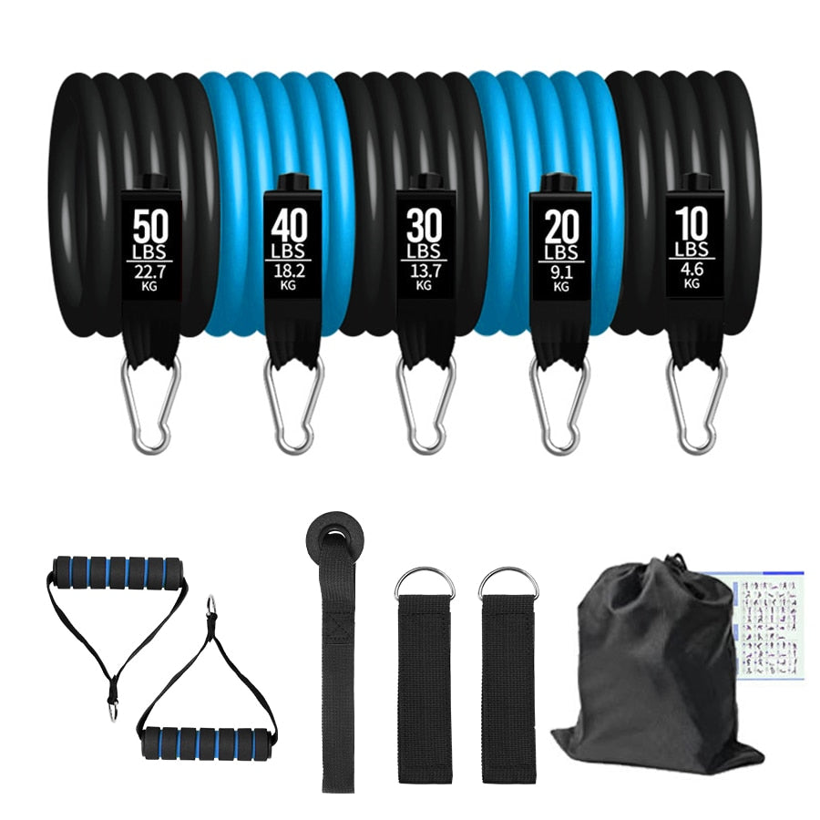 A set of JB Muscle™ Yoga Resistance Bands: Home Workout Kit and accessories.