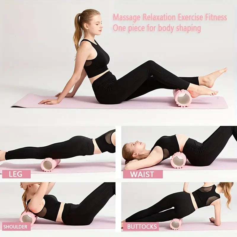 A comprehensive guide featuring a sequence of images demonstrating the correct usage and techniques involved in utilizing the JB Muscle™ Ultimate Foam Roller for Deep Tissue Massage by JB Muscle.