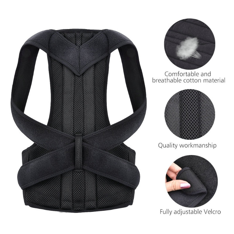 The back of a person wearing a JB Muscle™ Adjustable Posture Corrector Brace | Back Support Harness.