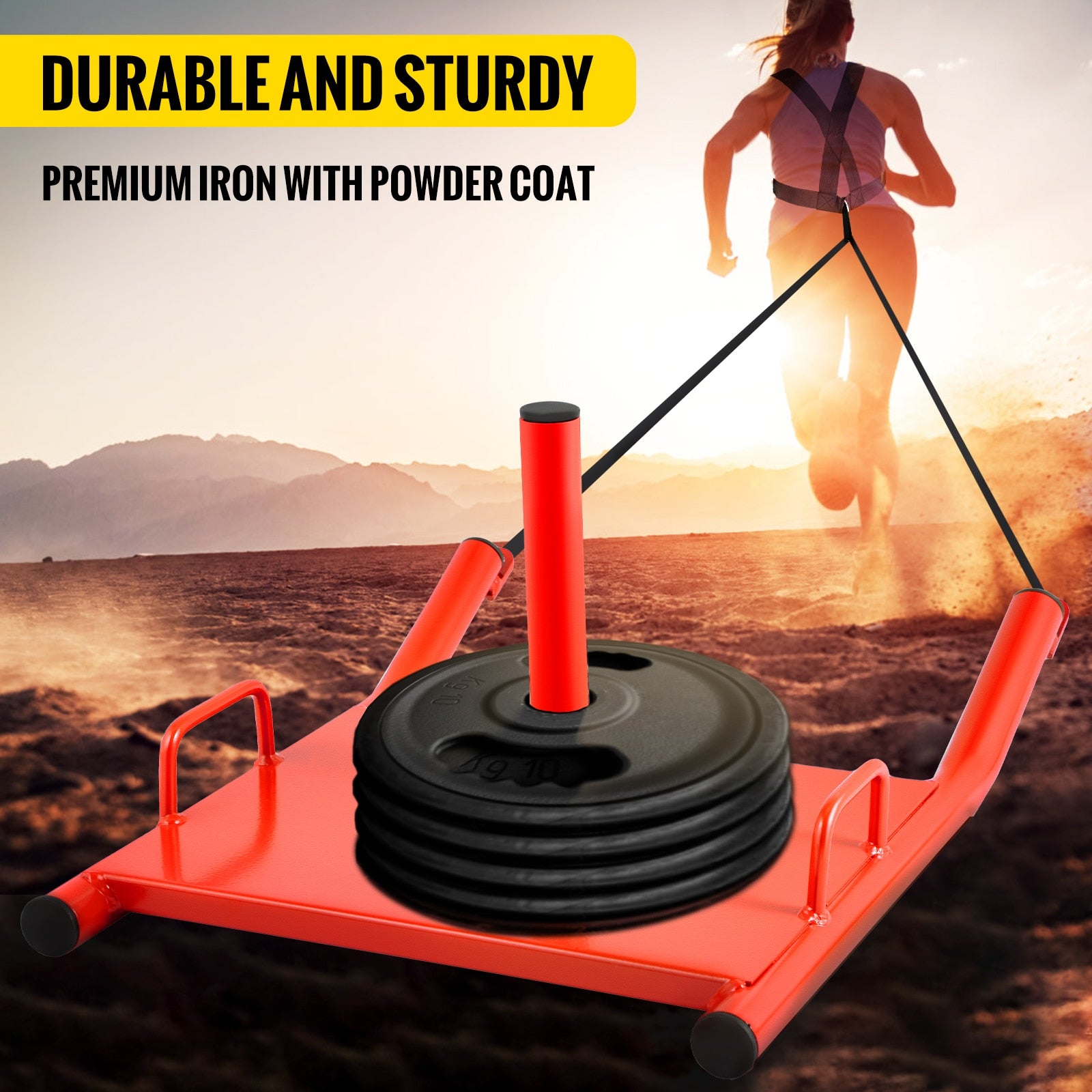 Durable and study JB Muscle™ Red HD Power Sled: Ultimate Strength Training with powder coat.