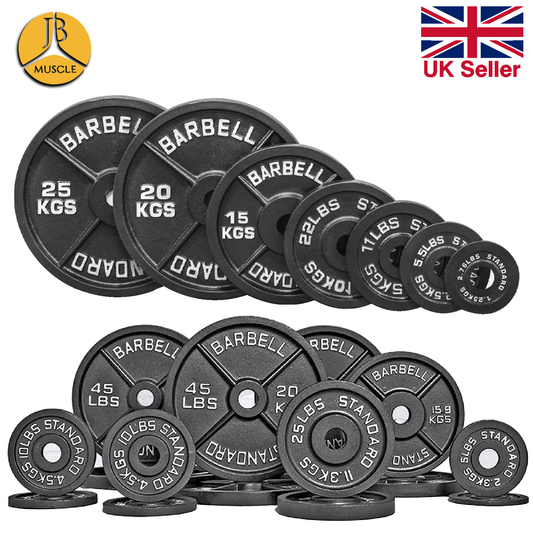 JB-Muscle™ Cast Iron Olympic Weight Plates 2” – Heavy-Duty Barbell & Dumbbell Discs for Strength Training, Home & Gym Workouts (2.5kg–25kg)