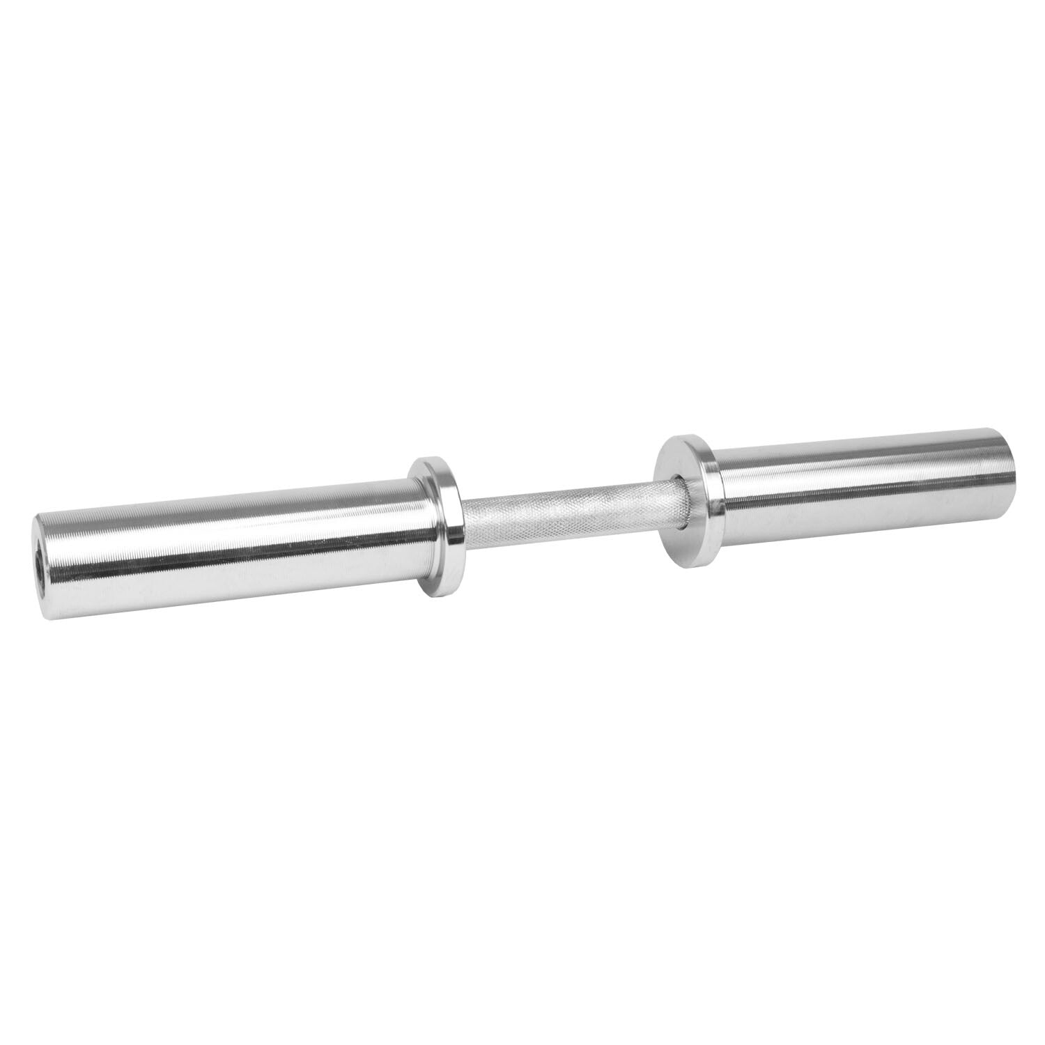 The JB Muscle 2" Olympic Dumbbell Bar Set features smooth cylindrical sleeves for weightlifting, compatible with Olympic weights and spring collars.