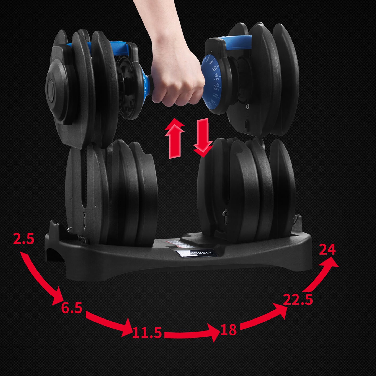 JB-Muscle™ Adjustable Dumbbells Set 24KG / 40KG – Instant Weight Change Home Gym Fitness Equipment for Strength, Fat Loss & Muscle Building Workouts