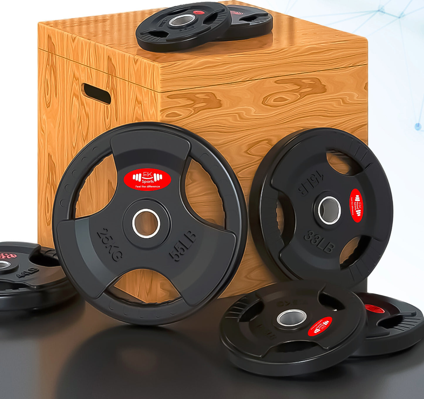 JB-Muscle™ Olympic Weight Plates Set – Cast Iron & Rubber-Coated Discs for Home & Commercial Gyms, Strength Training, Powerlifting & Bodybuilding