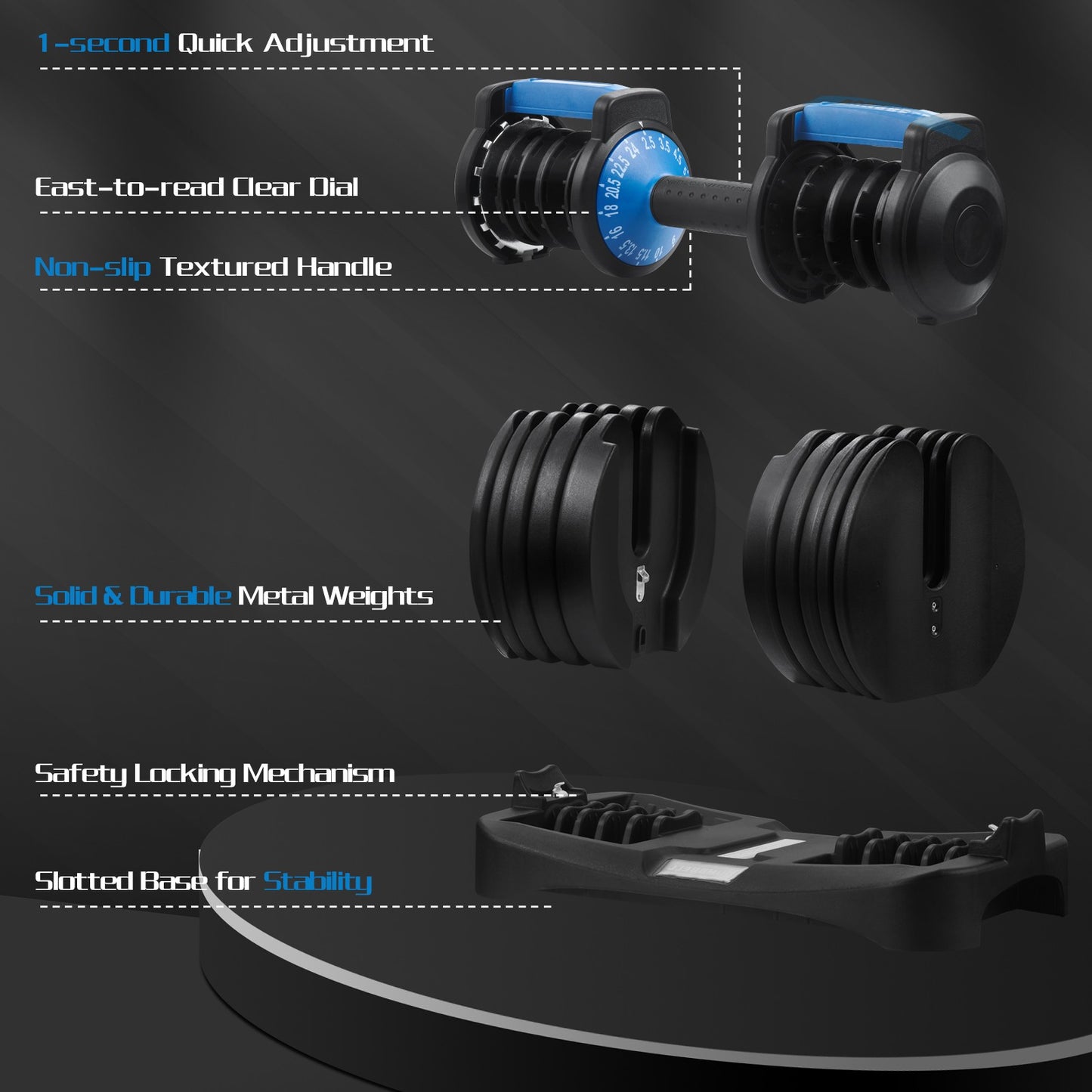 JB-Muscle™ Adjustable Dumbbells Set 24KG / 40KG – Instant Weight Change Home Gym Fitness Equipment for Strength, Fat Loss & Muscle Building Workouts